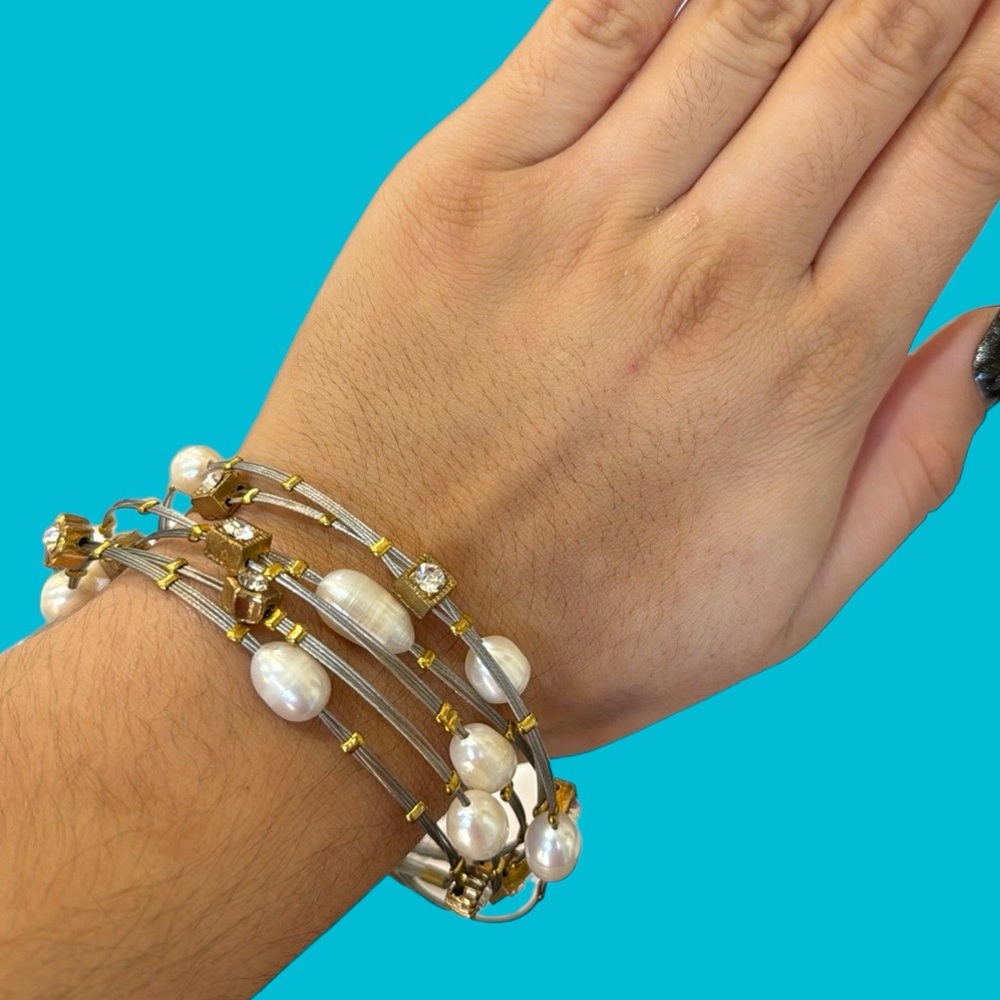NWT SET 6 PEARL‎ SILVER BRIDESMAIDS FRIENDSHIPV BRACELETS